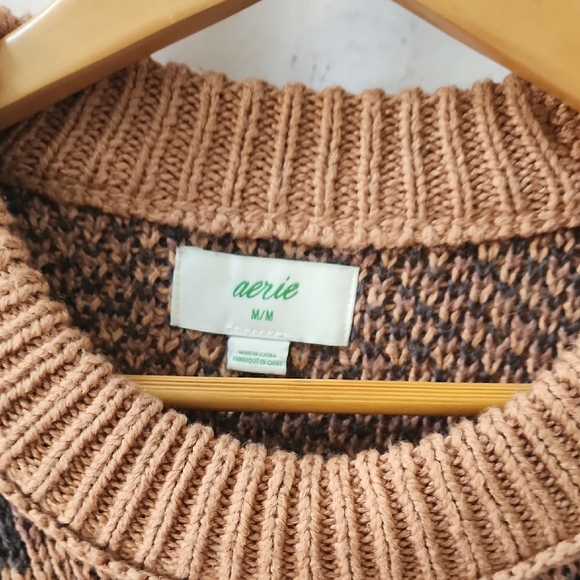 Aerie Leopard Print Women's Sweater Size M Brown & Black Leopard Oversized - Picture 7 of 11